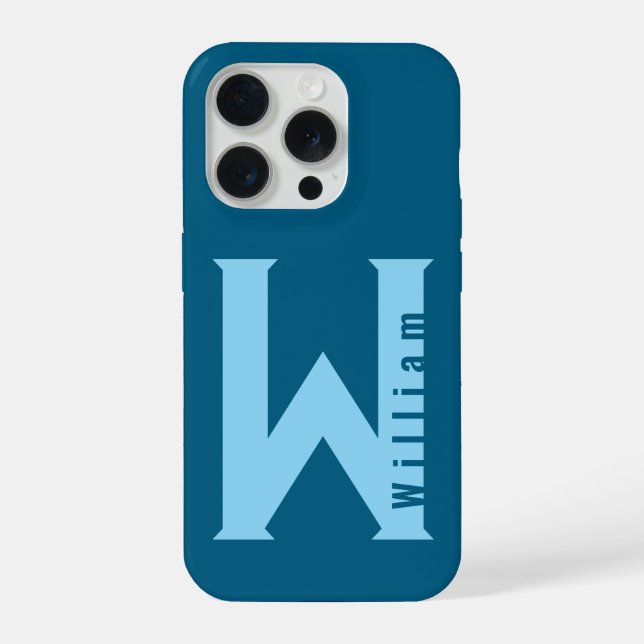 Modern minimal typography monogram sage bleu Case (Back)