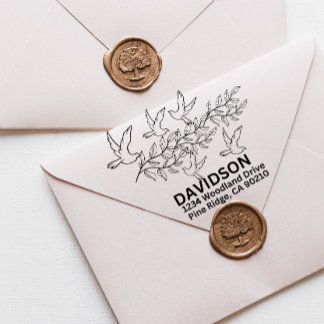Modern Minimal Typography Name Return Address Bird Self-inking Stamp