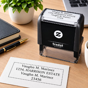 Modern minimal typography name return address self self-inking stamp