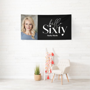 Modern minimal typography photo 60th birthday banner