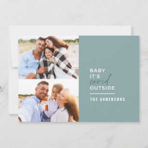 Modern minimal typography photo baby its covid holiday card