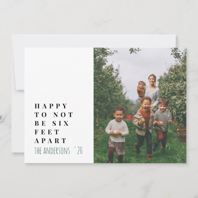Modern minimal typography photo green holiday card (Front)