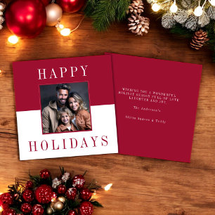 Modern minimal typography photo happy holidays  invitation