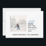 Modern minimal typography photo still home holiday card<br><div class="desc">Chic,  modern minimal red and white graphic photo holiday flat card. Funny quote still home for the holidays. Colours can be changed. Part of a holiday collection.</div>