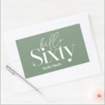 Modern minimal typography sage green 60th birthday rectangular sticker<br><div class="desc">Modern minimal typography simple sage green and white 60th birthday party favour decor napkin. Part of a contemporary collection.</div>