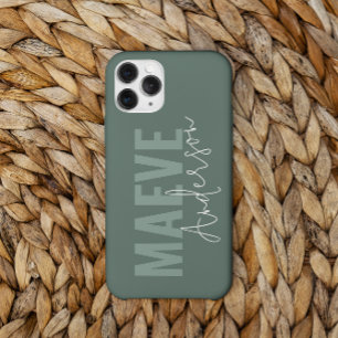 Modern minimal typography sage green elegant Case-Mate iPhone 14 pro case