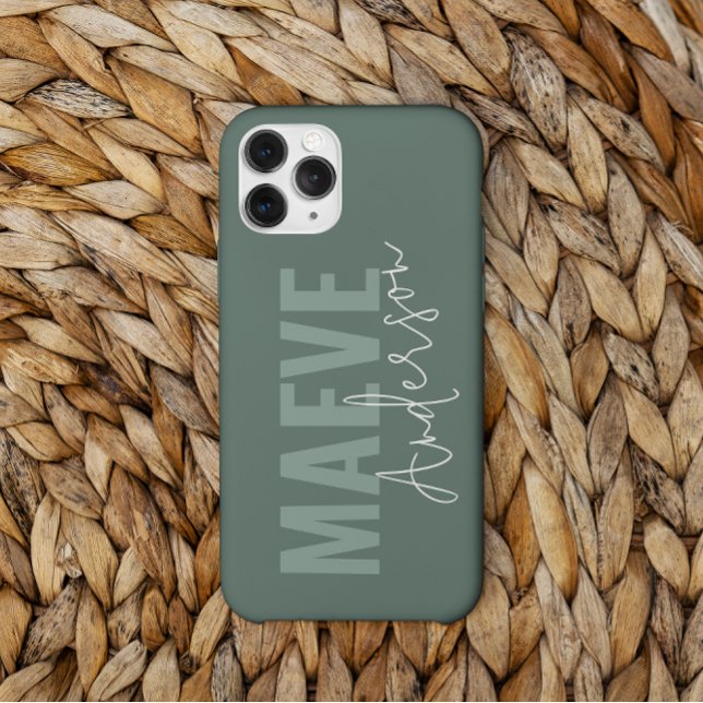 Modern minimal typography sage green elegant Case-Mate iPhone case (Creator Uploaded)
