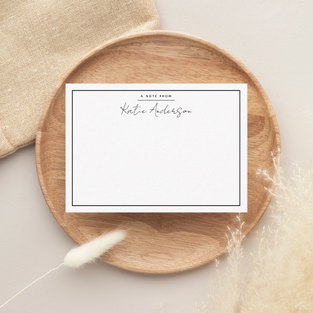 Modern Minimal Typography Script Black Note Card (Creator Uploaded)