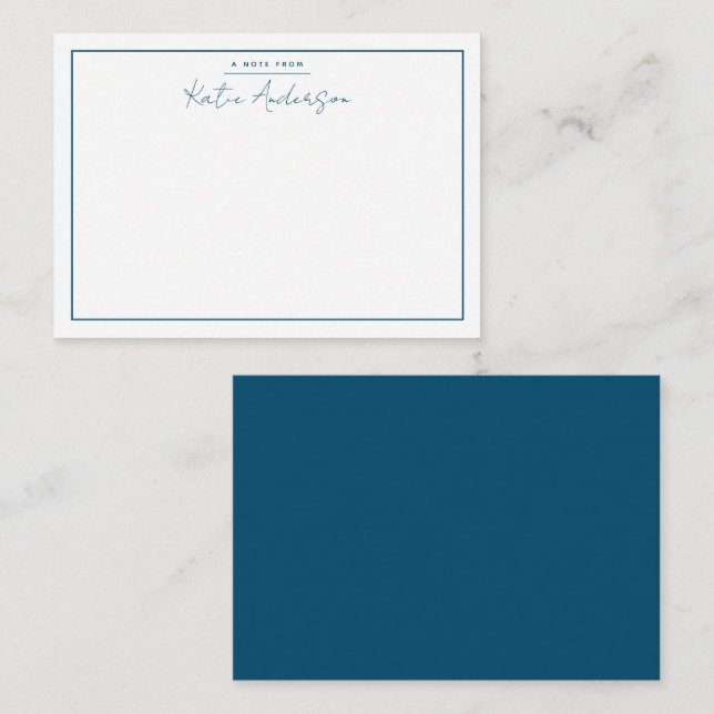 Modern Minimal Typography Script Teal Note Card (Front/Back)