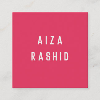 Modern Minimal Typography Shocking Pink Square  Business Card