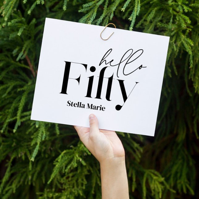 Modern minimal typography simple 50th birthday invitation (Creator Uploaded)