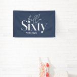 Modern minimal typography simple 60th birthday banner<br><div class="desc">Modern minimal typography simple navy blue and white 60th birthday invitation. Part of a contemporary collection.</div>