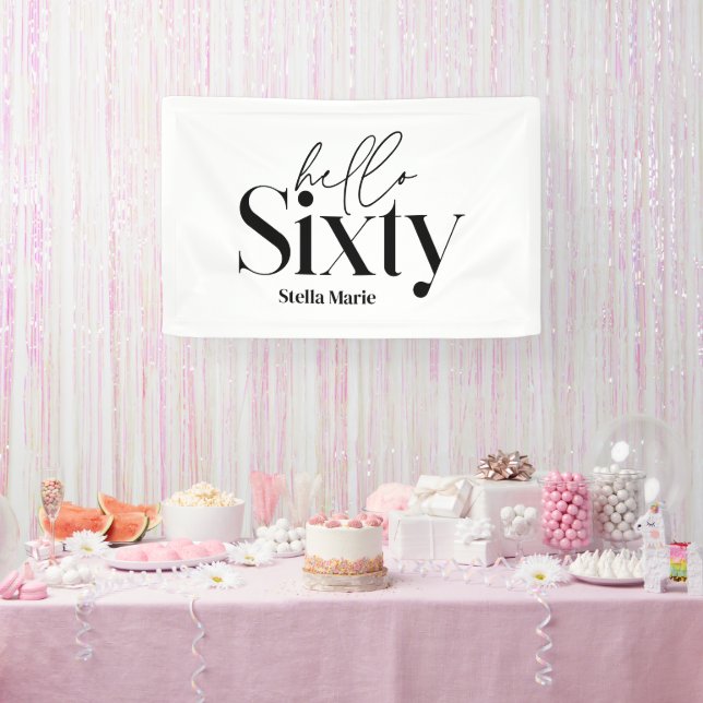 Modern minimal typography simple 60th birthday banner (Party)