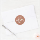 Modern minimal typography simple 60th birthday classic round sticker<br><div class="desc">Modern minimal typography simple terracotta and white 60th birthday favour decor sticker. Part of a contemporary collection.</div>