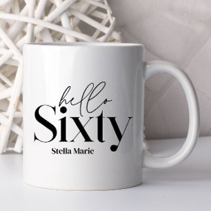 Modern minimal typography simple 60th birthday coffee mug