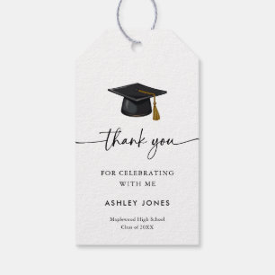 Modern Minimal Typography Thank You Graduation  Gift Tags