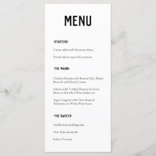 Modern Minimal Typography Wedding Menu