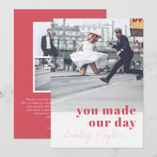Modern Minimal Typography Wedding Photo Thank You Invitation (Front/Back)
