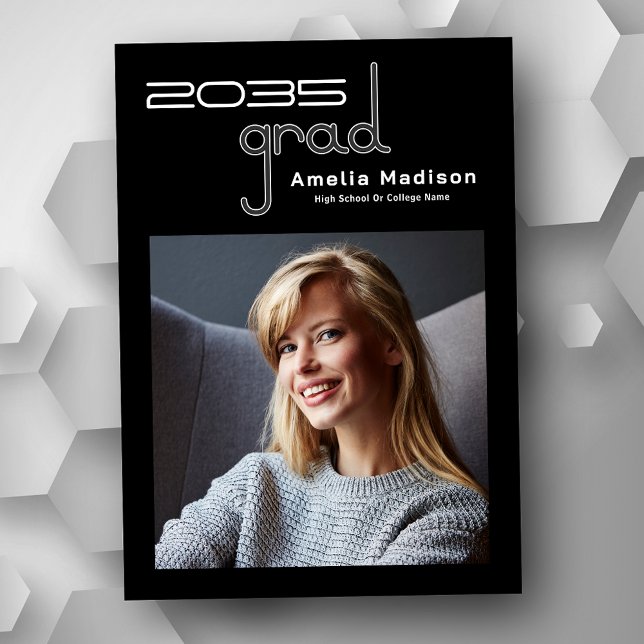 Modern Minimal Unique High Tech Photo Graduation Announcement (Available in high quality print or instant download for quick messaging, email or self printing.)