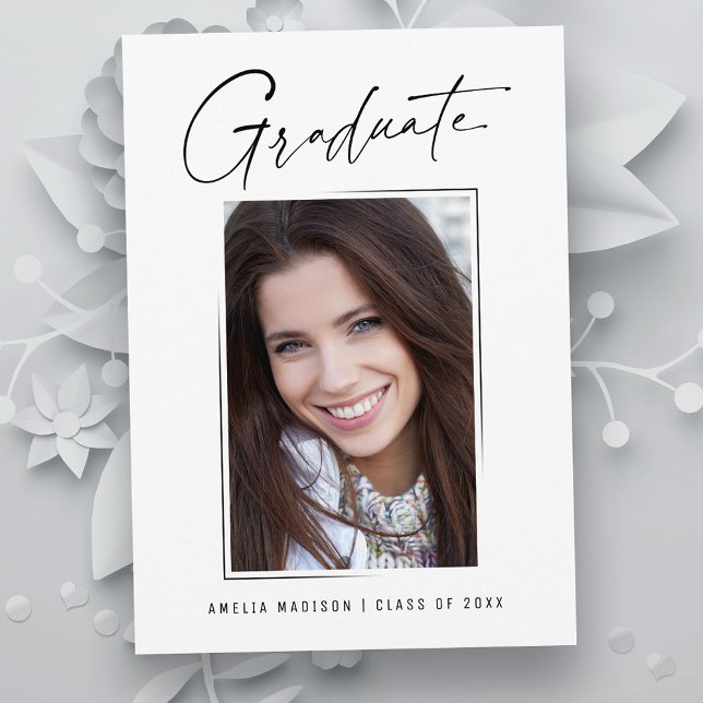 Modern Minimal Unique Ink Script Graduate Photo Announcement (Creator Uploaded)