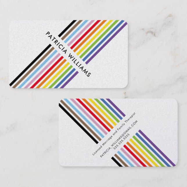 MODERN MINIMAL unique stripe rainbow pride LGBTQ Business Card (Front/Back)