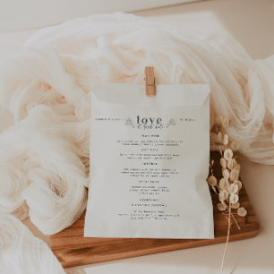 Modern Minimal Unique Wedding Menu Favour Bags