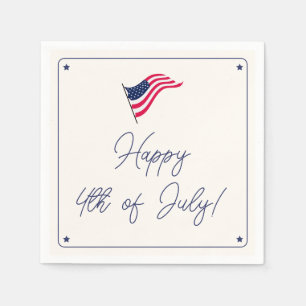 Modern Minimal US Flag 4th of July Party Napkin