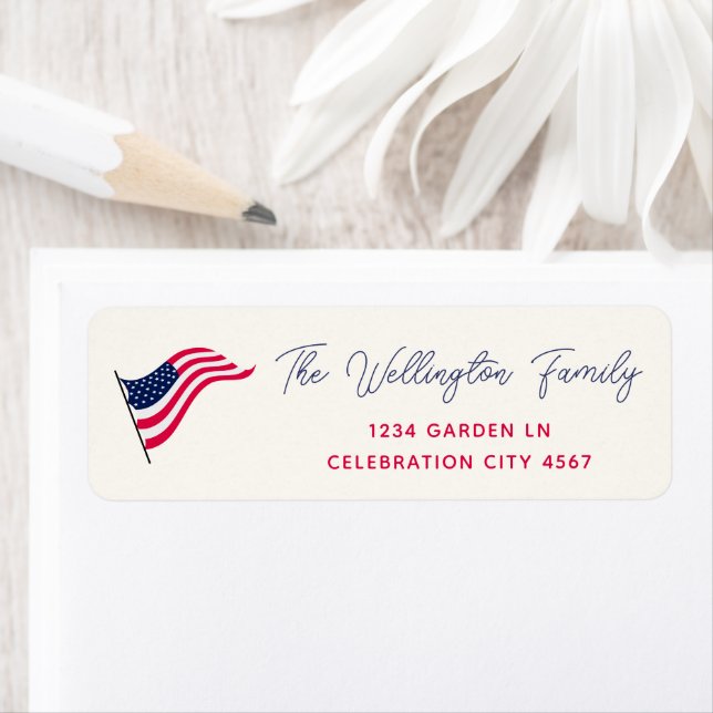Modern Minimal USA Flag Custom Return Address (Insitu)