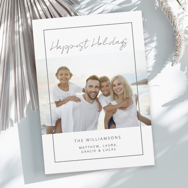 Modern Minimal Vacation Photo Merriest Christmas  Holiday Card (Available in both printed and instant download formats!)