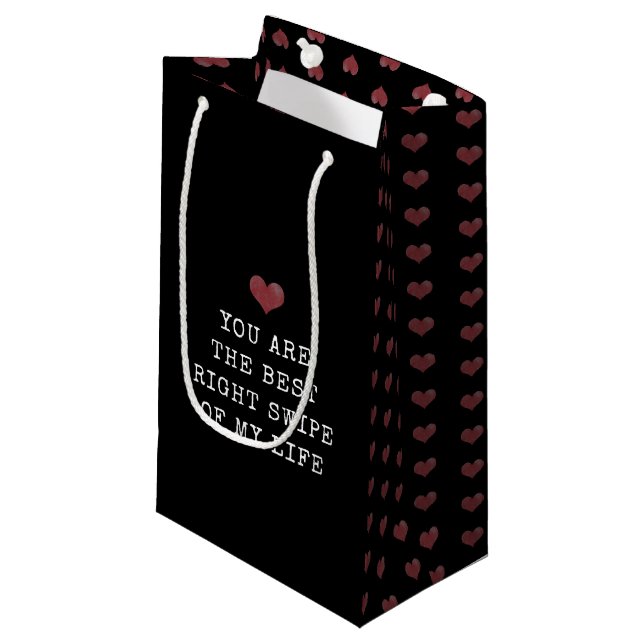 Modern Minimal Valentine's Day Black Small Gift Bag (Front Angled)
