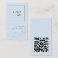 Modern Minimal Vertical Logo QR Code Soft Blue