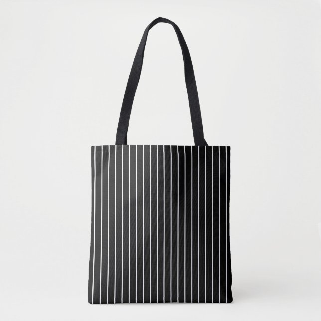 Modern Minimal Vertical Stripes Black and White  Tote Bag (Front)