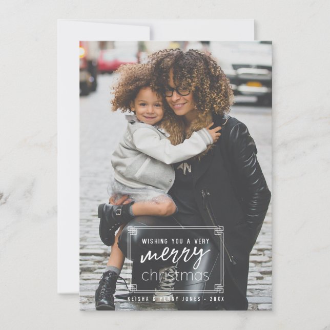Modern & Minimal Very Merry Christmas Photo Holiday Card (Front)