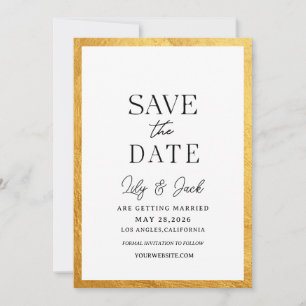 Modern Minimal,Vintage Thin Gold Border Frame Save The Date