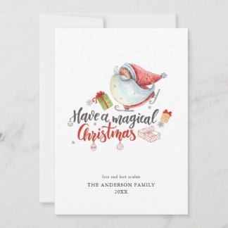 Modern minimal watercolor merry Christmas santa Holiday Card