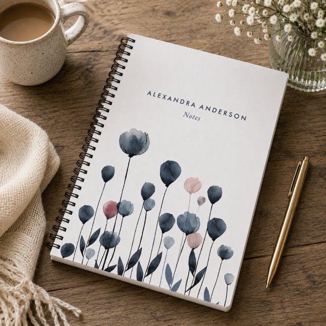 Modern Minimal Watercolor Wildflowers Notebook (Modern Minimal Watercolor Wildflowers Notebook)