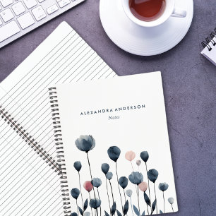 Modern Minimal Watercolor Wildflowers Notebook