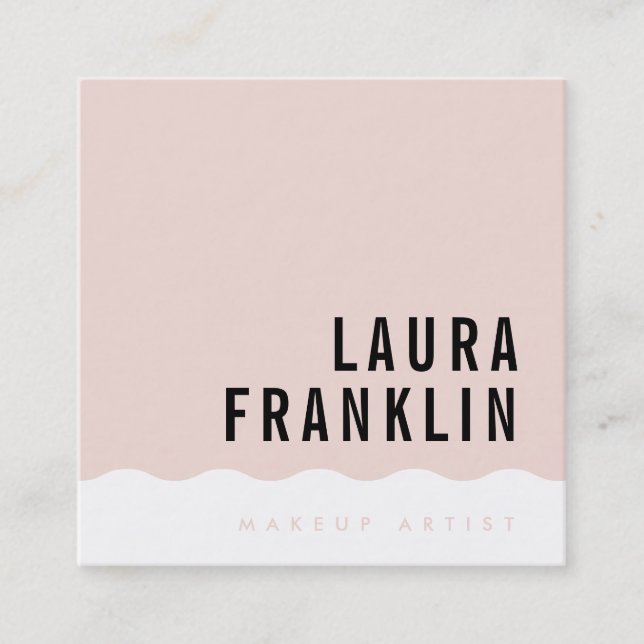 MODERN MINIMAL WAVE simple chic blush pink Square Business Card (Front)