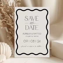 Modern Minimal Wavy Scallop Border Save the Date
