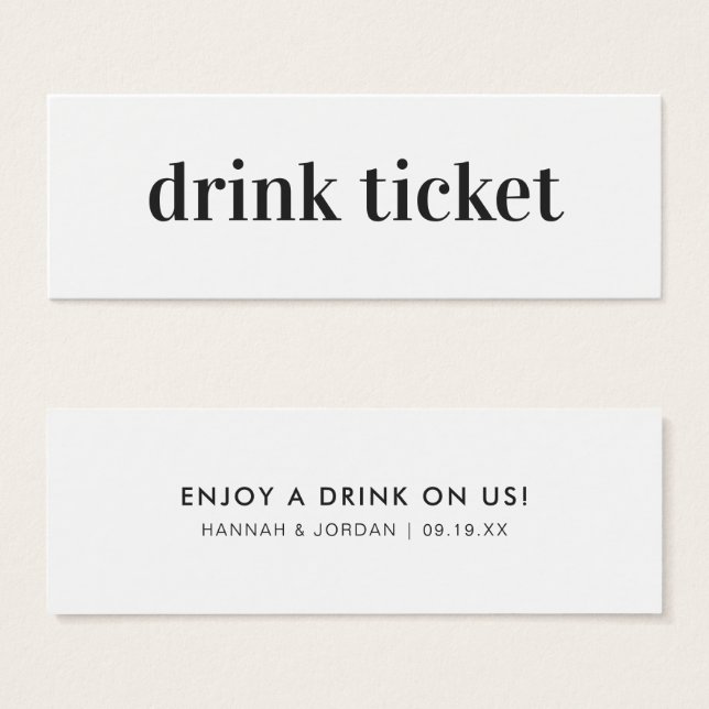 Modern Minimal | Wedding Bar Drink Ticket (Front & Back)