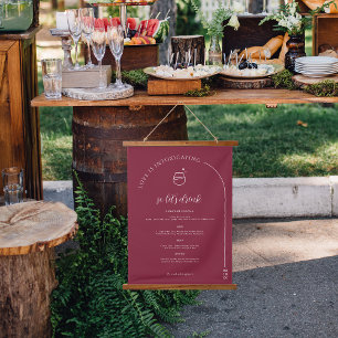 Modern Minimal Wedding Bar Menu Hanging Tapestry