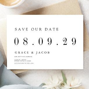 Modern Minimal Wedding Date Non-Photo Save The Date