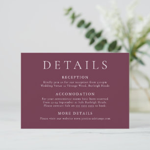 Modern Minimal Wedding Details Enclosure Card