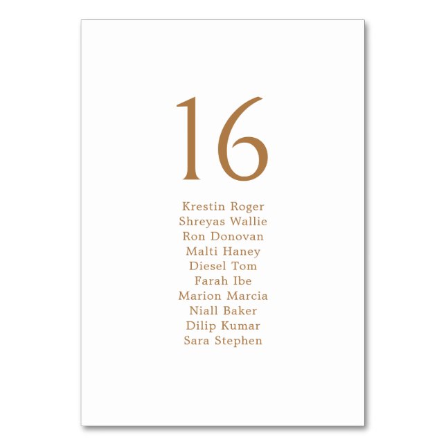 Modern Minimal Wedding Guest Seating Chart Card (Front)