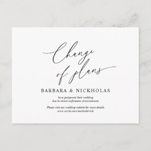 Modern minimal, Wedding invitation Rescheduled Postcard