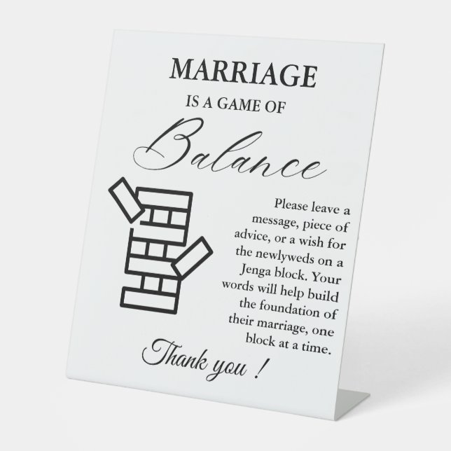 Modern Minimal Wedding Jenga Game Guestbook Sign (Front)