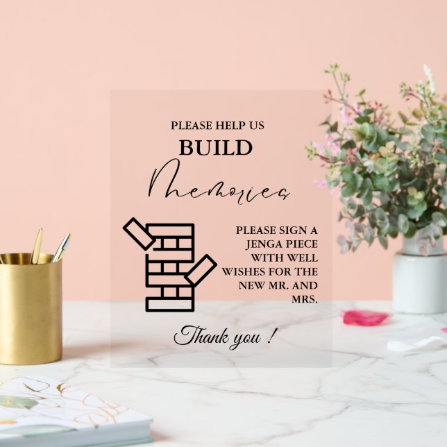 Modern Minimal Wedding Jenga Game Guestbook Sign (Wedding)