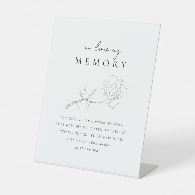 Modern Minimal Wedding Memorial in loving memory Pedestal Sign (Front)