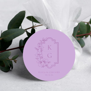 Modern Minimal   Wedding Monogram Classic Round Sticker
