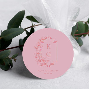 Modern Minimal   Wedding Monogram Classic Round Sticker